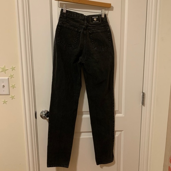 Versace High Waist Straight Leg Black Denim Jeans - Picture 5 of 15